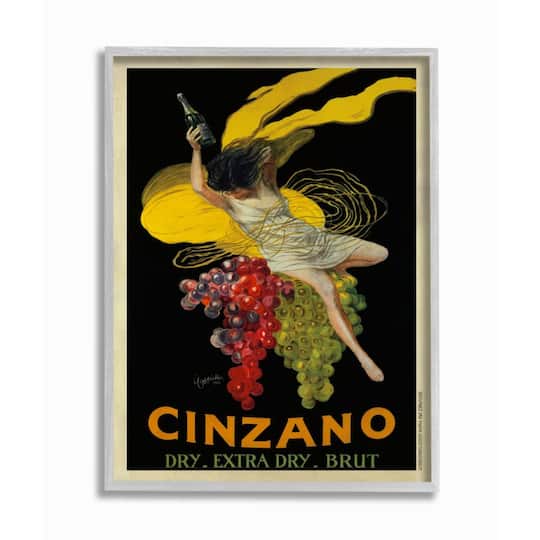 Stupell Industries Cinzano Vintage Wine Poster with Frame Wall Accent